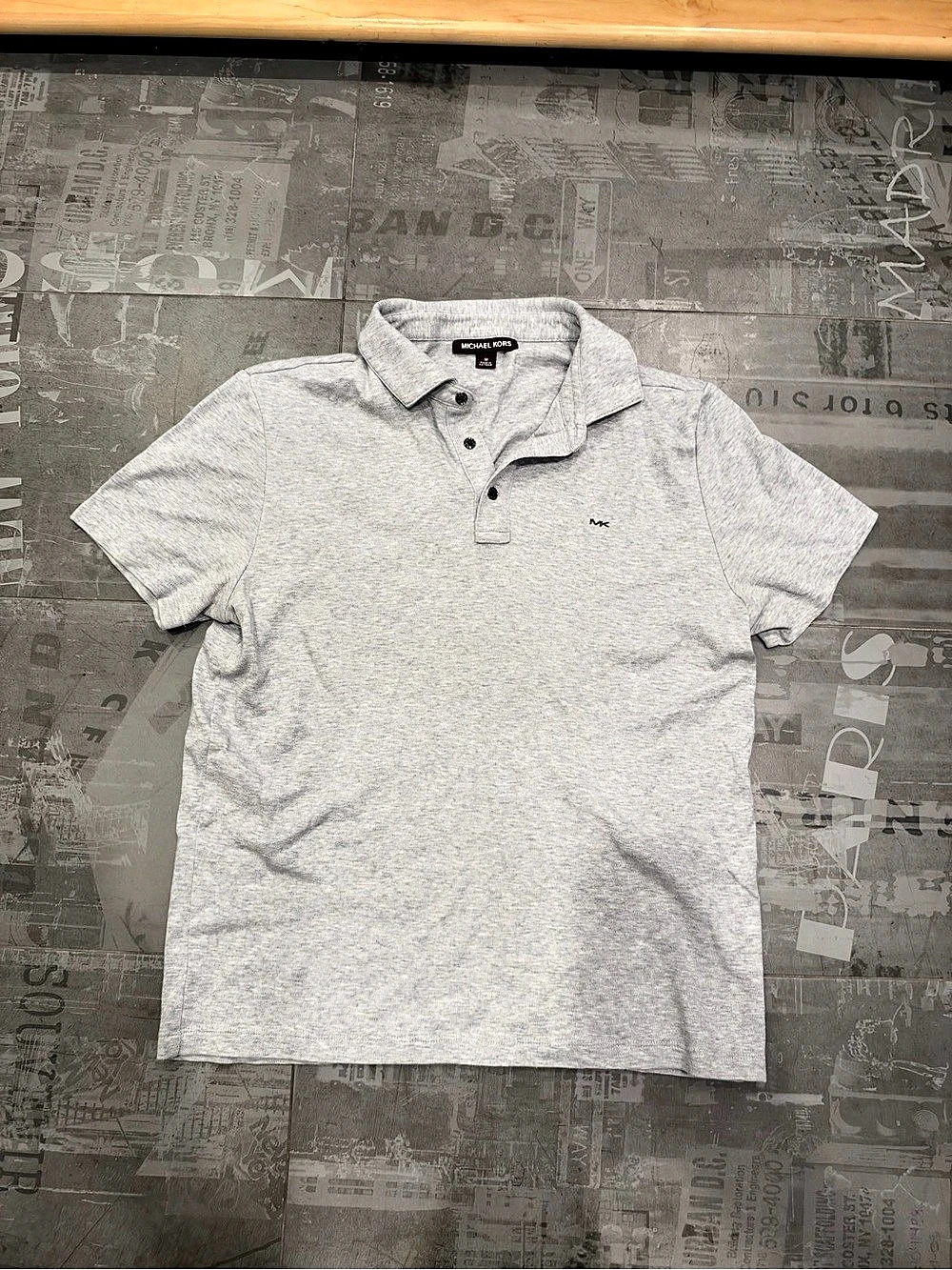 Michael Kors Embroidered Logo Cotton Polo Shirt Gray Medium